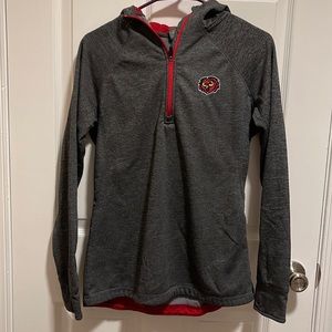 Temple University 3/4 zipper, hooded sweatshirt. Stadium Athletics, size large.